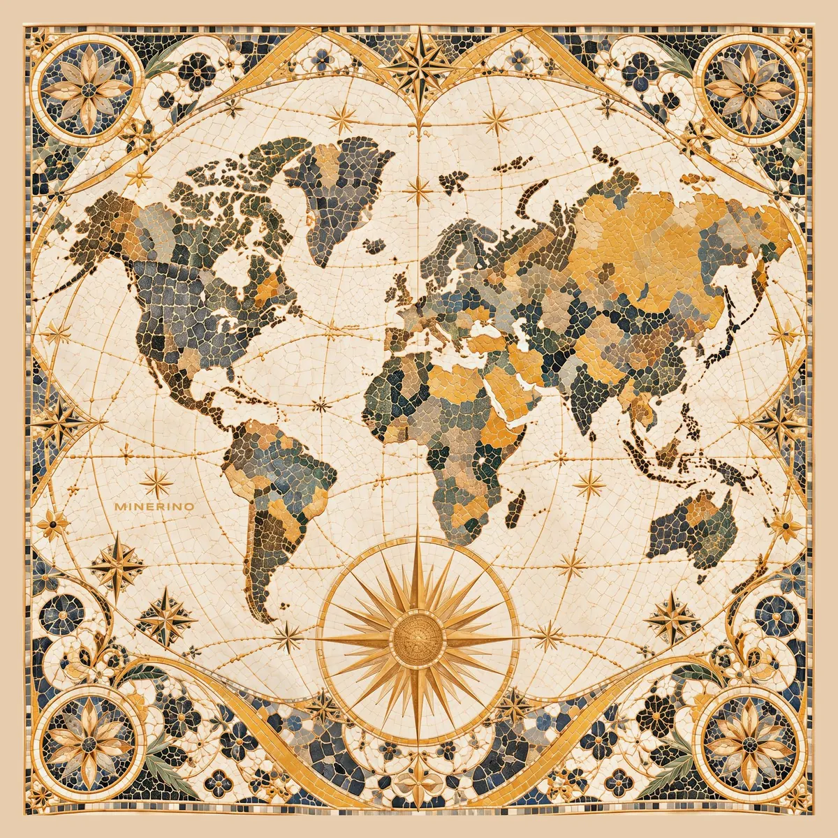 Mappemonde dorée